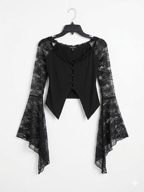 Dolls Kill X Widow Victorian Gothic Dramatic Sleeve Top Whimsygoth